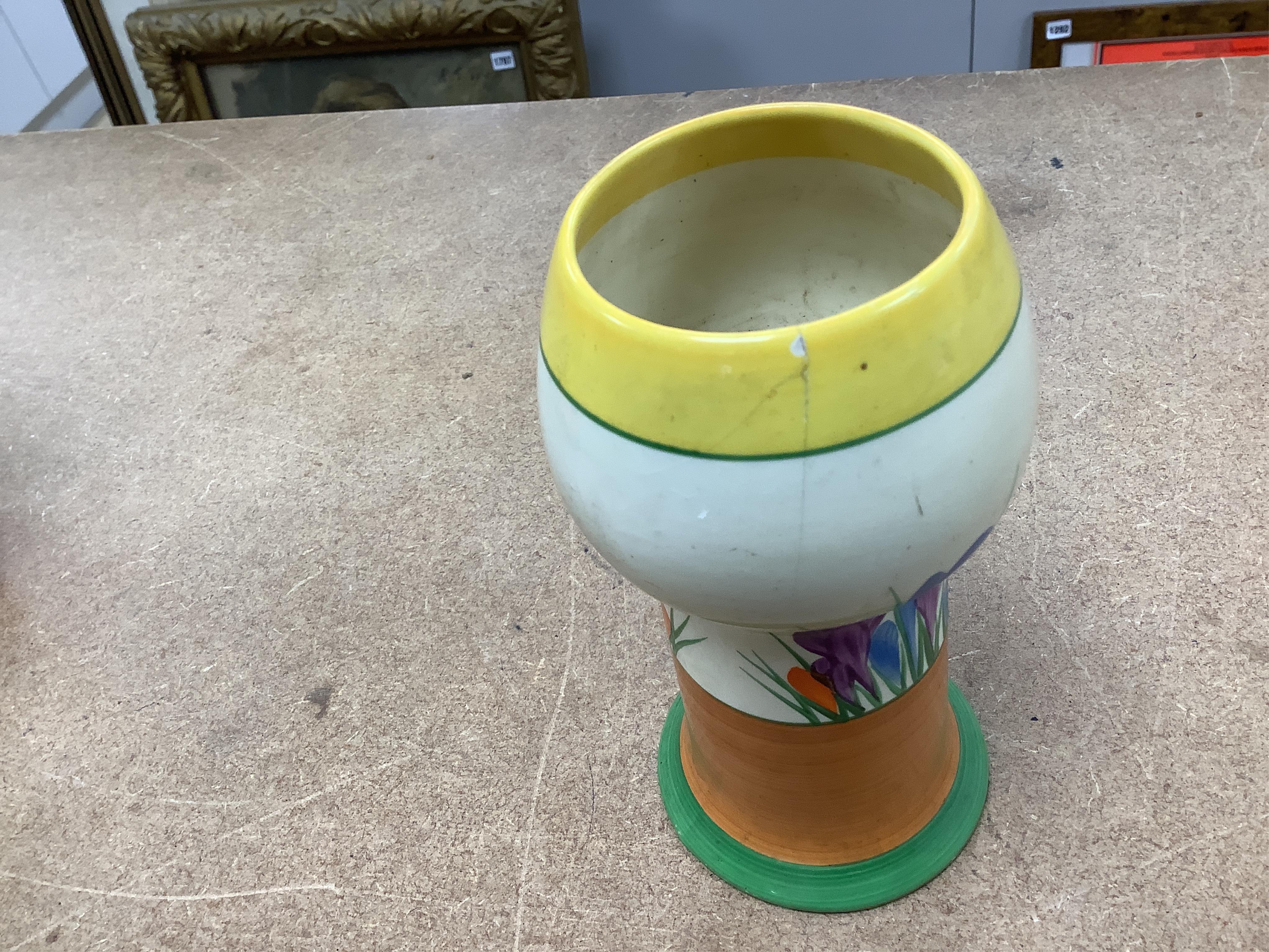 Two Clarice Cliff vases, Secrets and Crocus, Secrets 22cm